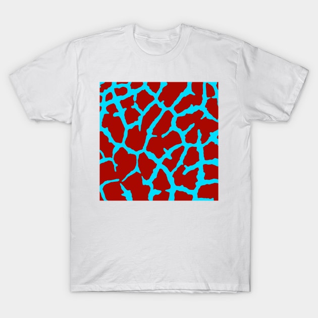 Giraffe Print Red Cyan T-Shirt by BlakCircleGirl